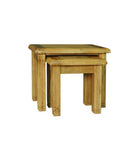 Weathered Oak Distressed Rustic Reclaimed Nest of 2 Tables