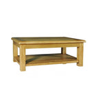 Weathered Rustic Reclaimed Distressed Oak Large Coffee Table with Shelf