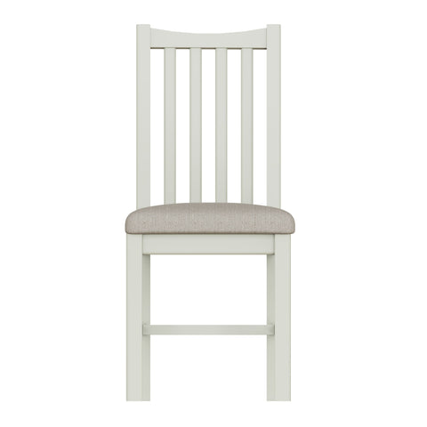 Fresh White with Padded Fabric Seat Slatted Back Dining Chair