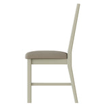 Fresh White with Padded Fabric Seat Slatted Back Dining Chair