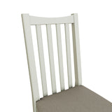 Fresh White with Padded Fabric Seat Slatted Back Dining Chair