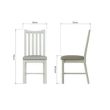 Fresh White with Padded Fabric Seat Slatted Back Dining Chair