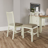 Fresh White with Padded Fabric Seat Slatted Back Dining Chair