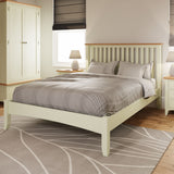 Fresh White with Oak Top Double Bed Frame