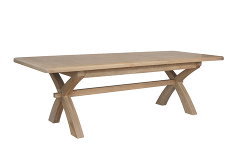 Warm Rustic Oak Effect 2m Cross Leg Dining Table