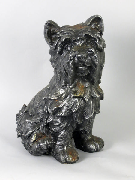 Silver Sitting Scottie Dog Garden Ornament