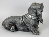 Silver Metal Effect Ceramic Laying Basset Hound Ornament