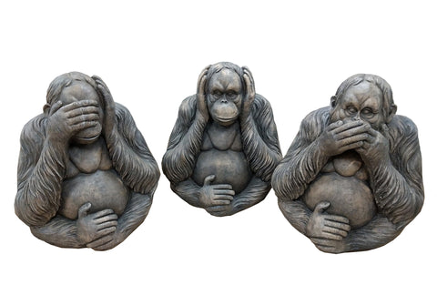 See No Evil, Hear No Evil, Speak No Evil Orangutan Garden Ornament