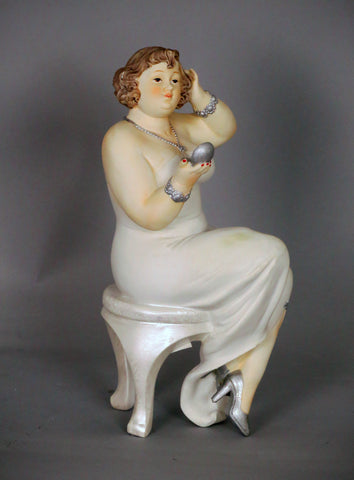Fiorella Tuttodonna Curvy Buxom Busty Lady Woman Ornament Figurine with Pocket Mirror
