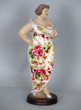 Fiorella Tuttodonna Curvy Buxom Busty Lady Woman Ornament Figurine with Rose close to chest