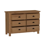 Oak & Hardwood Rustic 6 Drawer Chest of Drawers