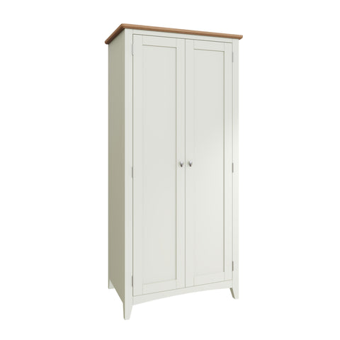 Fresh White with Oak Tops Full Hanging 2 Door Wardrobe