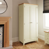 Fresh White with Oak Tops Full Hanging 2 Door Wardrobe