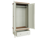 Fresh White with Oak Tops 2 Door 2 Door Gents Wardrobe