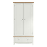 Fresh White with Oak Tops 2 Door 2 Door Gents Wardrobe