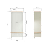 Fresh White with Oak Tops 2 Door 2 Door Gents Wardrobe