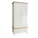 Fresh White with Oak Tops 2 Door 2 Door Gents Wardrobe