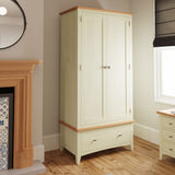 Fresh White with Oak Tops 2 Door 2 Door Gents Wardrobe