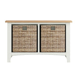 Fresh White with Oak Top Hall Bench with Basket Storage