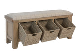 Warm Rustic Oak Effect Storage Hall Bench