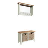 Fresh White with Oak Top Hall Bench with Basket Storage