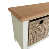 Fresh White with Oak Top Hall Bench with Basket Storage