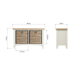 Fresh White with Oak Top Hall Bench with Basket Storage