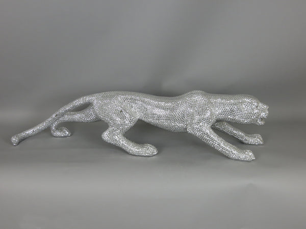 Large Silver Diamante Style Leopard Ornament