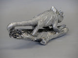 Silver Electroplated Chameleon on Branch Ornament Figurine
