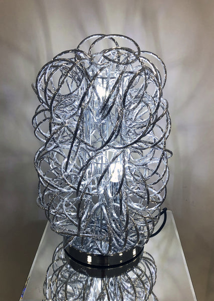 Silver Swirl Metal Wire LED Table Lamp