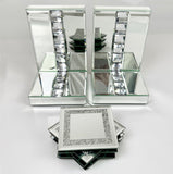 Mirrored Prism Crystal Jewel Bookends & 6 Glitter Mirror Coasters