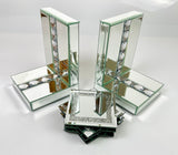 Mirrored Prism Crystal Jewel Bookends & 6 Glitter Mirror Coasters