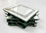 Set of 6 Mirrored Square Glitter Coasters