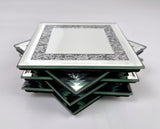 Set of 6 Mirrored Square Glitter Coasters