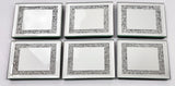 Set of 6 Mirrored Square Glitter Coasters