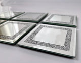 Set of 6 Mirrored Square Glitter Coasters