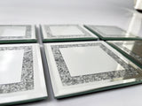 Mirrored Crushed Diamante Crystal Jewel Bookends & 6 Glitter Mirror Coasters