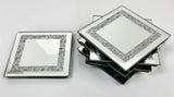 High Black Gloss Glass Crystal Jewel Bookends & 6 Glitter Mirror Coasters