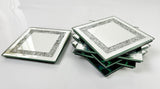 Set of 6 Mirrored Square Glitter Coasters