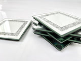 Set of 6 Mirrored Square Glitter Coasters