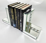 Mirrored Prism Crystal Jewel Bookends & 6 Glitter Mirror Coasters