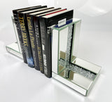 Mirrored Crushed Diamante Crystal Jewel Bookends & 6 Glitter Mirror Coasters