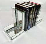 Mirrored Crushed Diamante Crystal Jewel Bookends & 6 Glitter Mirror Coasters