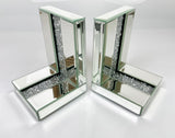 Mirrored Crushed Diamante Crystal Jewel Bookends & 6 Glitter Mirror Coasters