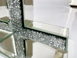 Mirrored Crushed Diamante Crystal Jewel Bookends & 6 Glitter Mirror Coasters