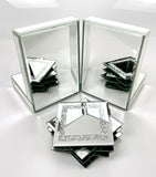 Mirrored Crushed Diamante Crystal Jewel Bookends & 6 Glitter Mirror Coasters