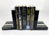 High Black Gloss Glass Crush Diamante Bookends & 6 Glitter Mirror Coasters