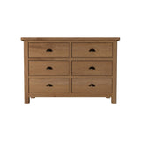 Oak & Hardwood Rustic 6 Drawer Chest of Drawers