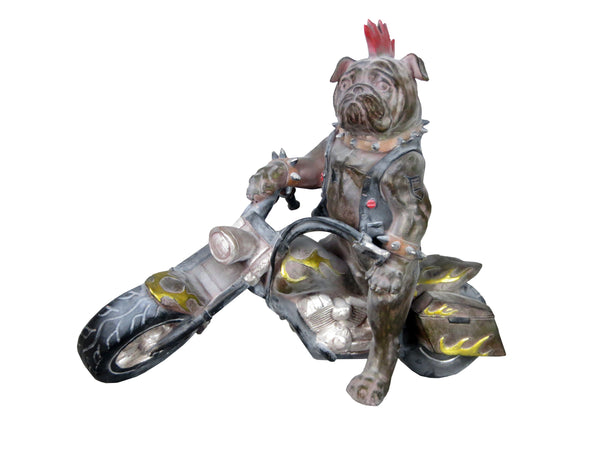 Punk Bulldog Biker on Motorbike Ornament