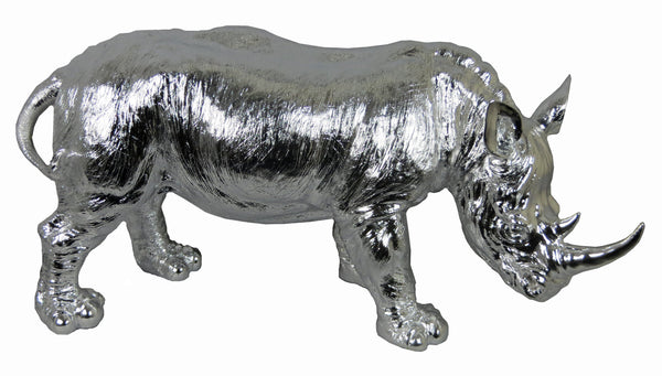 Electroplated Silver Large Rhinoceros Rhino Ornament